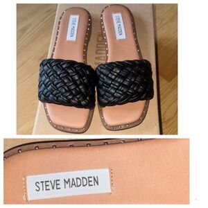Steve Madden size 6 NEW Santina Black slides shoes Sandals
